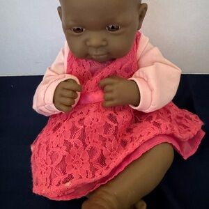 Berenguer African American Vinyl Newborn Lifelike Baby Doll 14" with Dress